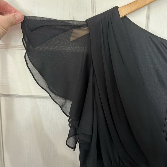 Alex Evenings Vtg Dress Whimsigoth Gothic Grunge Black Pleated Flutter Sleeve‎ - Picture 7 of 9